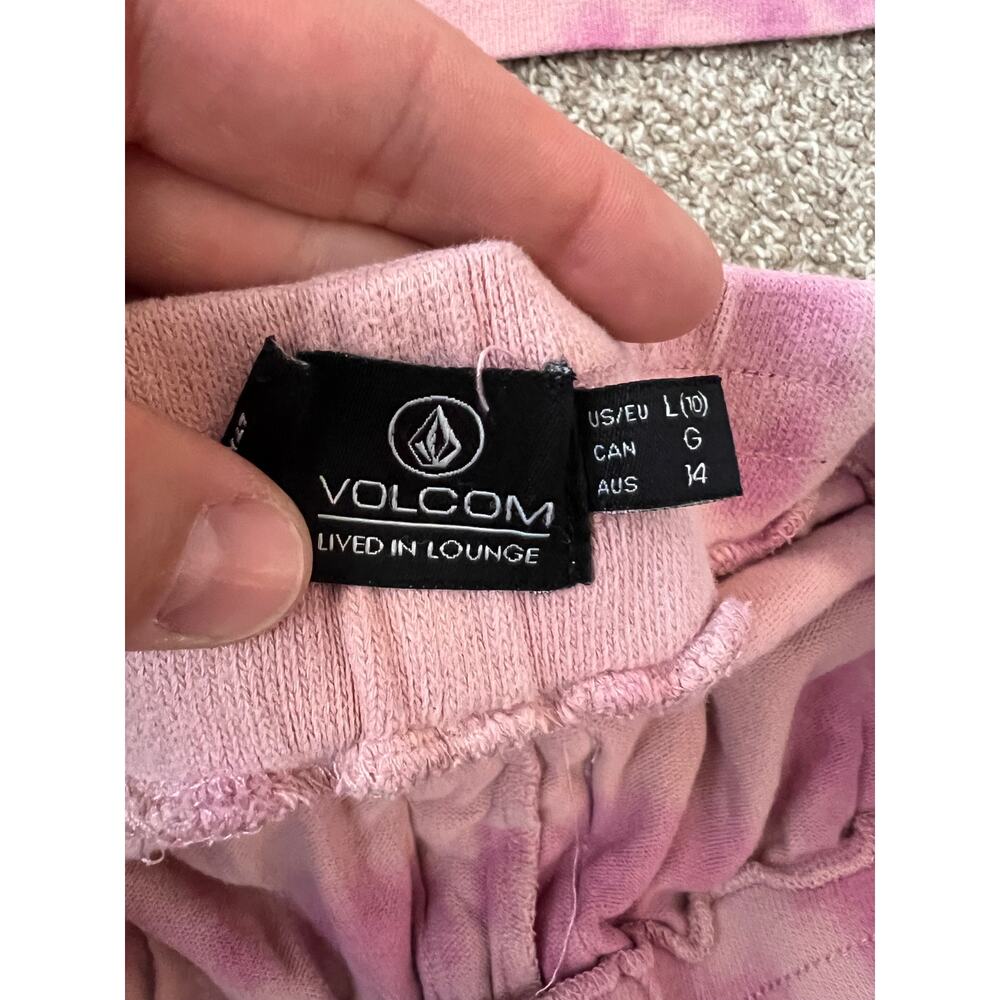 Volcom Tie Dye Lounge Set Pink Purple Zip Up Hoodie Medium Shorts Large 2 Piece - Picture 6 of 10